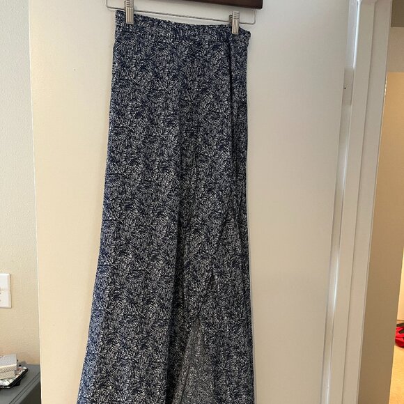 Navy Faux-Wrap Maxi Skirt - Picture 1 of 3